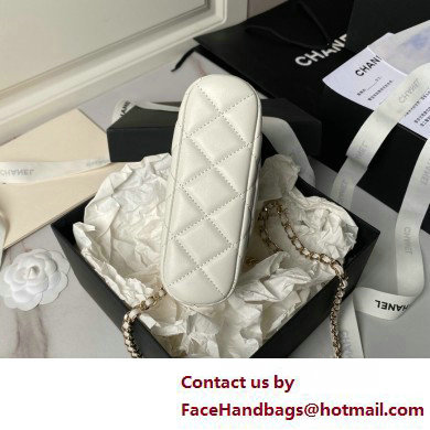 Chanel Lambskin  &  Gold-Tone Metal Clutch with Chain Bag AP4000 White 2025